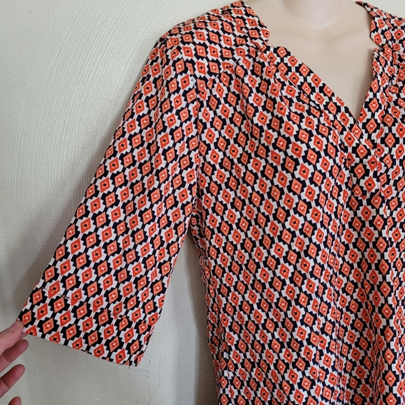 Francesca's Alna Be Geometric Split Neck 3/4 Sleeve Blouse Size Women's Small - Picture 6 of 11